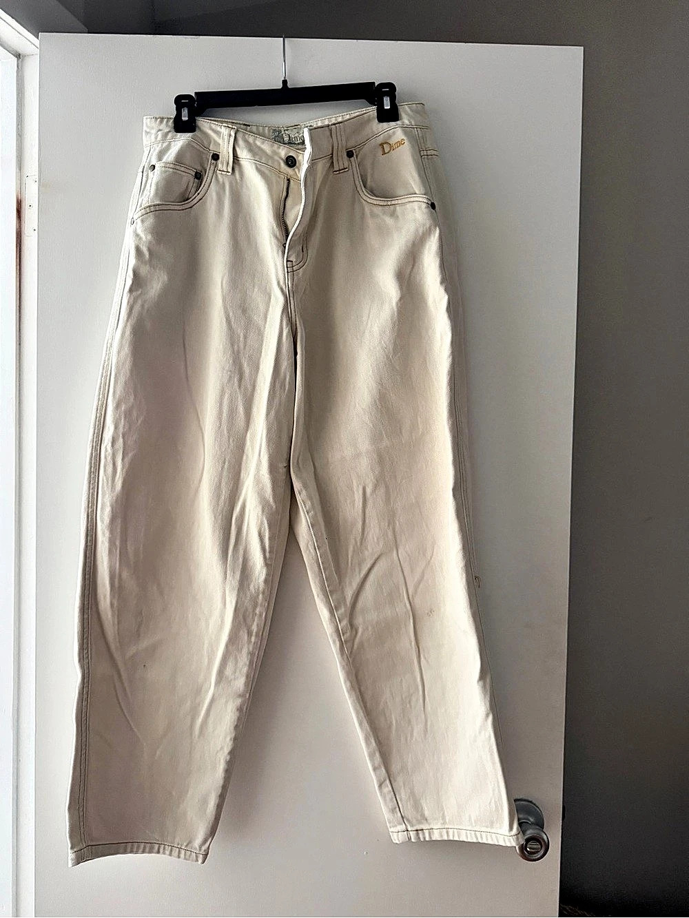 Dime Classic Baggy Denim Pants Straight Leg Jeans in Cream